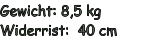 Gewicht: 8,5 kg Widerrist:  40 cm