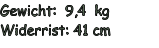 Gewicht:  9,4  kg Widerrist: 41 cm