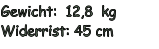 Gewicht:  12,8  kg Widerrist: 45 cm